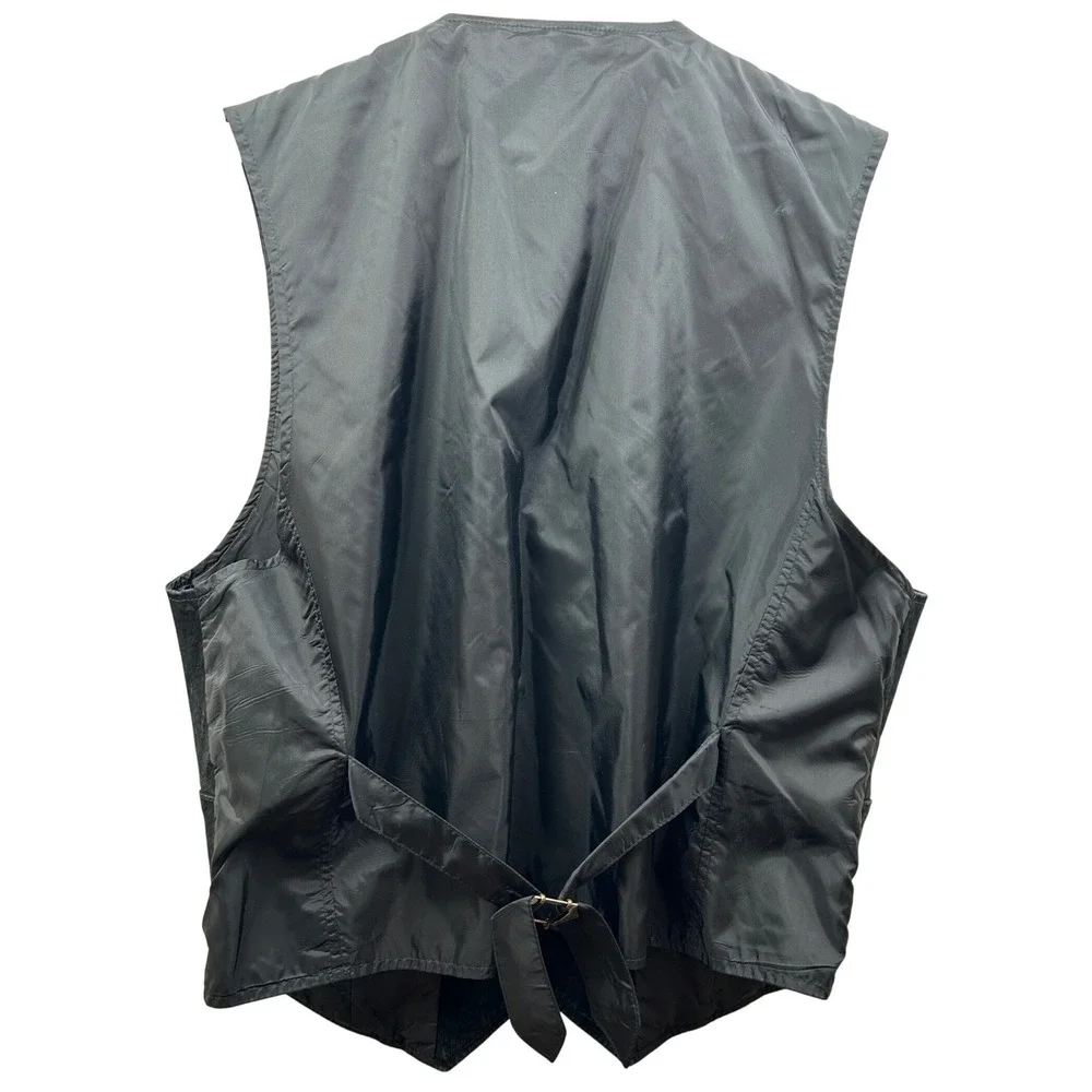 Wilsons Leather Vest Mens XL Black Nubuck Button Front‎ Adjustable Western Biker